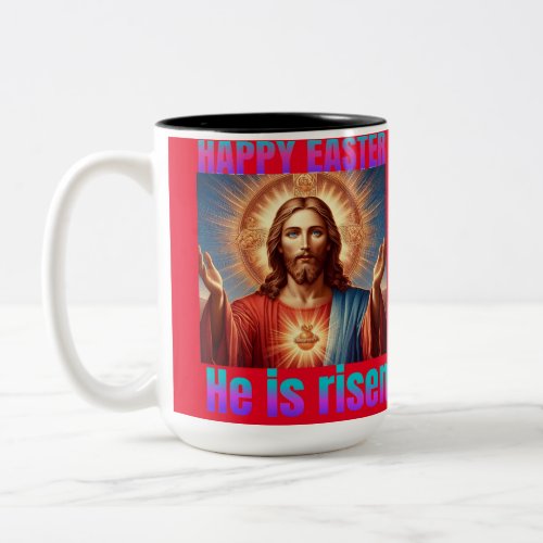 Happy Easter He is risen photo Christ T_Shirt  Two_Tone Coffee Mug