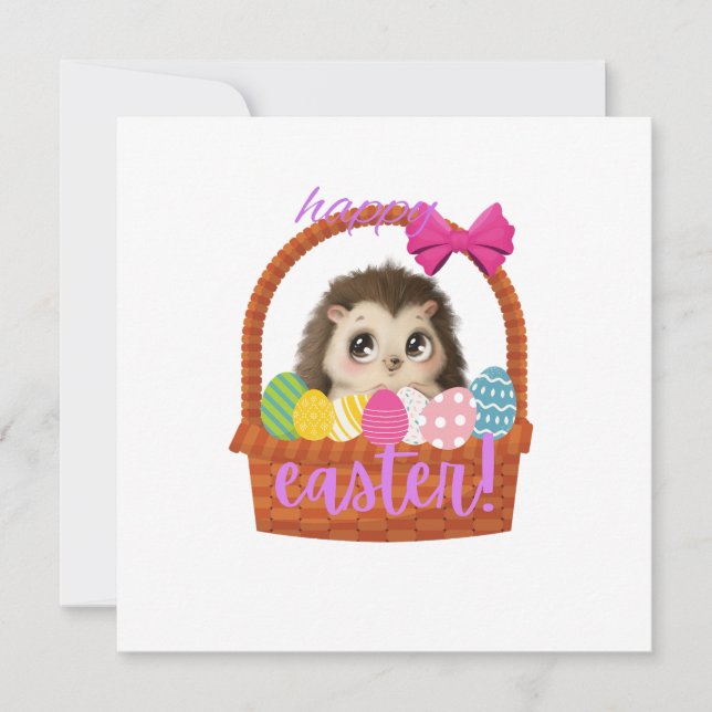 Happy Easter Hedgehog Card (Front)