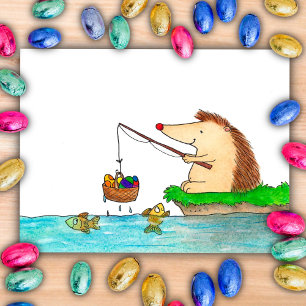 Happy Easter Hedgehog postcard by Nicole Janes