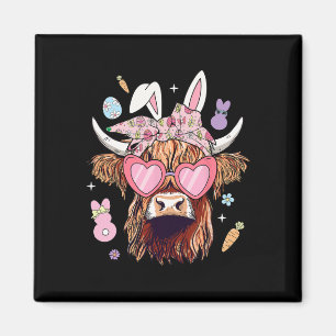 Happy Easter Heifer Cow Bunny Ears Egg Hunting Magnet