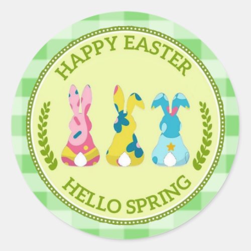 Happy Easter Hello Spring Easter Classic Round Sticker