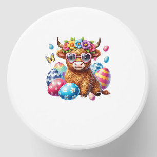 Happy Easter Highland Cow Heifer Easter Day Farmer Mini Candle Favors