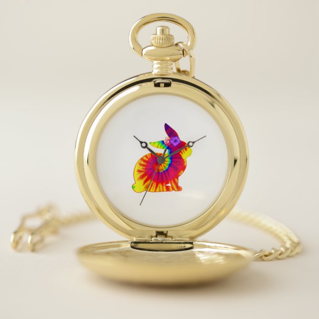 Happy Easter Hippie Bunny Rabbit Tie Dye  Pocket Watch (Inside)