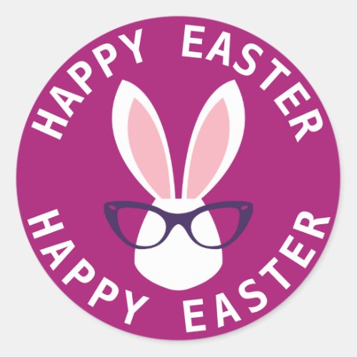 Happy Easter  Hipster Easter Bunny Classic Round Sticker