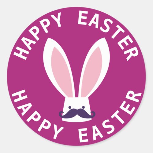 Happy Easter  Hipster Easter Bunny Classic Round Sticker