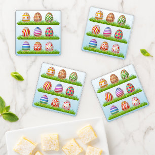 Happy Easter Holiday Bunny Floral Coaster Set