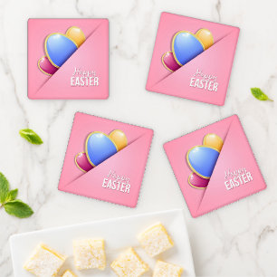 Happy Easter Holiday Bunny Floral Coaster Set