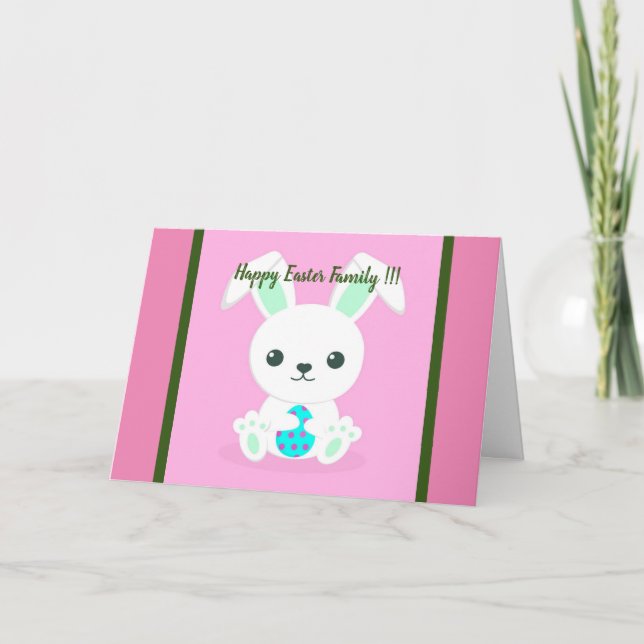 Happy Easter Holiday Bunny Floral Holiday Cards (Front)