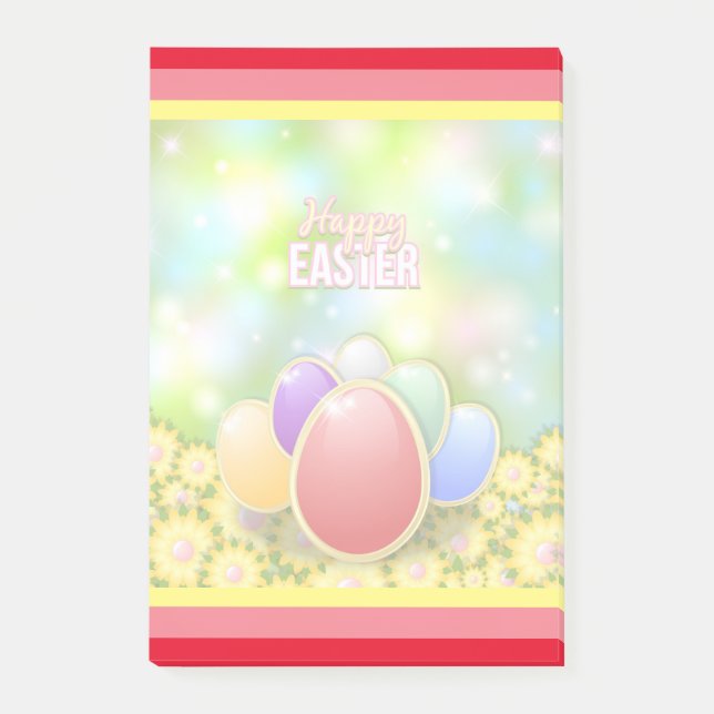 Happy Easter Holiday Bunny Floral Post-it Notes (Front)