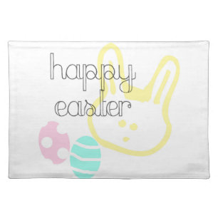 happy easter holiday pastel eggs bunny cloth placemat