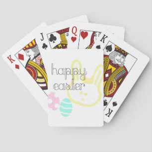 happy easter holiday pastel eggs bunny poker cards