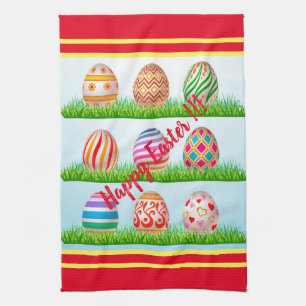Happy Easter Holiday Trendy Bunny Floral Kitchen Towel