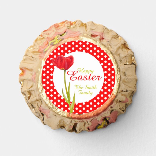 Happy Easter holidays red tulip flower Reese's Peanut Butter Cups (Front)