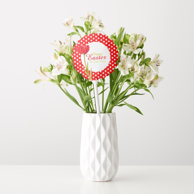Happy Easter holidays red tulip party Balloon (Vase)