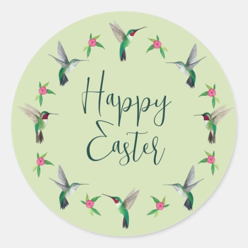 Happy Easter Hummingbird  Classic Round Sticker