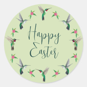Happy Easter Hummingbird Classic Round Sticker