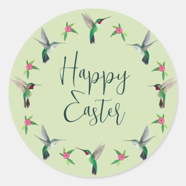 Happy Easter Hummingbird  Classic Round Sticker (Front)