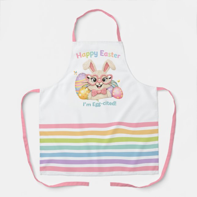 Happy Easter I'm Egg-cited Bunny  Apron (Front)