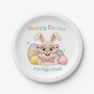 Happy Easter I'm Egg-cited Bunny Paper Plates