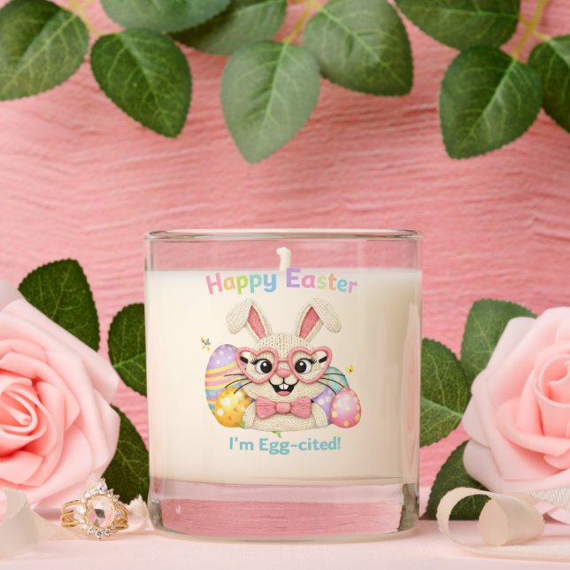 Happy Easter I'm Egg-cited Bunny  Scented Candle (Wedding)