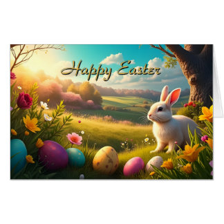 Happy Easter in a Spring Landscape Card