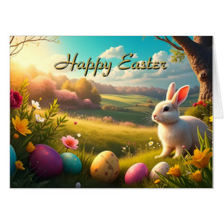 Happy Easter in a Spring Landscape Card