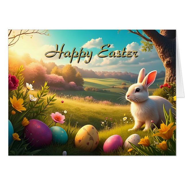 Happy Easter in a Spring Landscape Card (Front Horizontal)