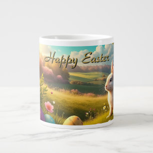 Happy Easter in a Spring Landscape Giant Coffee Mug