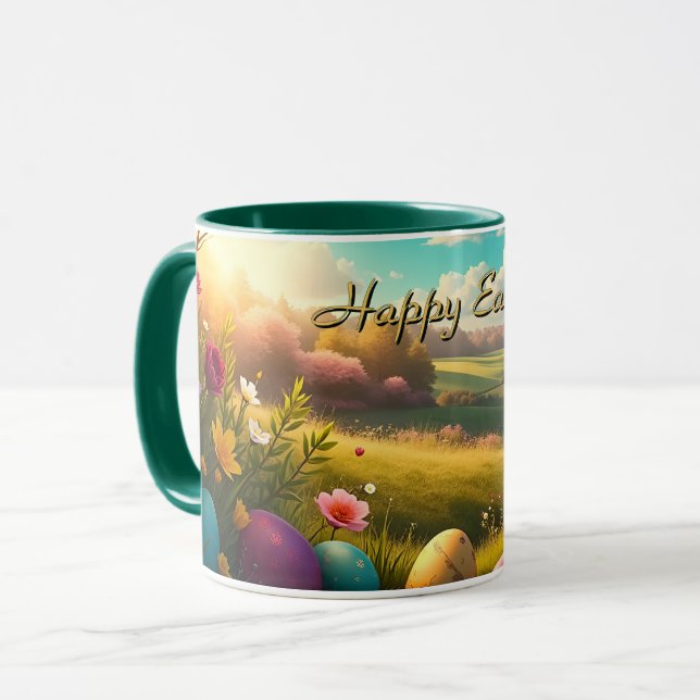 Happy Easter in a Spring Landscape Mug (Front Left)