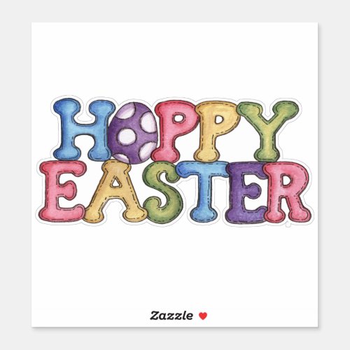 Happy Easter in Stitches Sticker