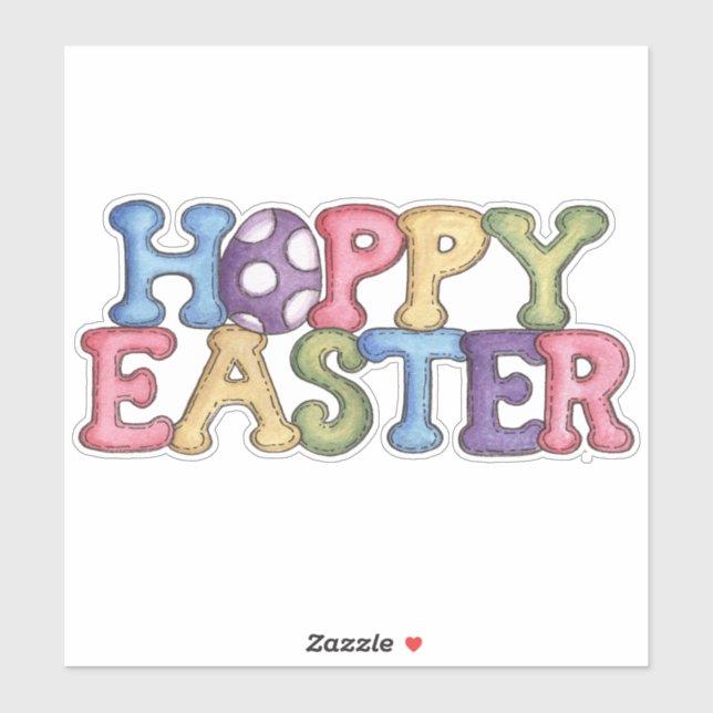 Happy Easter in Stitches Sticker (Sheet)