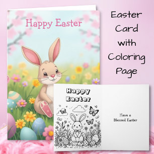 Happy Easter Inside Coloring Page Card