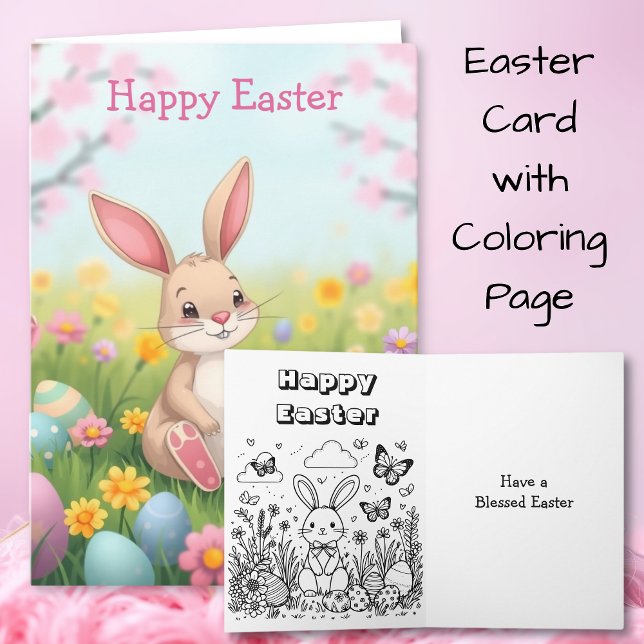 Happy Easter | Inside Coloring Page Card (Creator Uploaded)