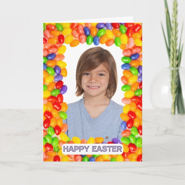 Happy Easter Jelly Bean Frame Any Picture Here  Holiday Card (Front)