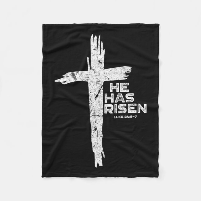 Happy Easter Jesus He Has Risen Religious Christia Fleece Blanket (Front)