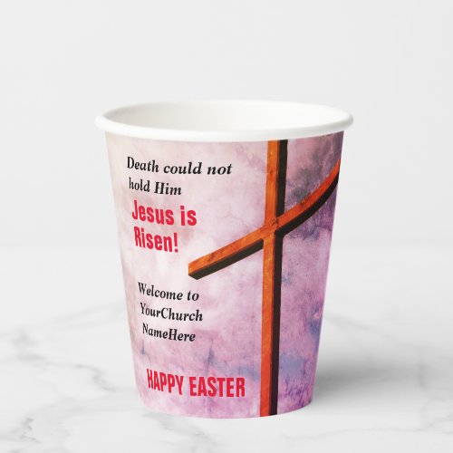 HAPPY EASTER  Jesus is Risen Church Paper Cups