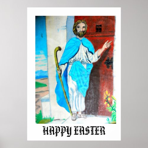 HAPPY EASTER JESUS KNOCKS poster
