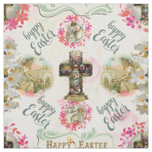 Happy Easter Jesus Resureccion Angel Wreaths Fabric