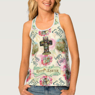Happy Easter Jesus Resureccion Angel Wreaths Tank Top