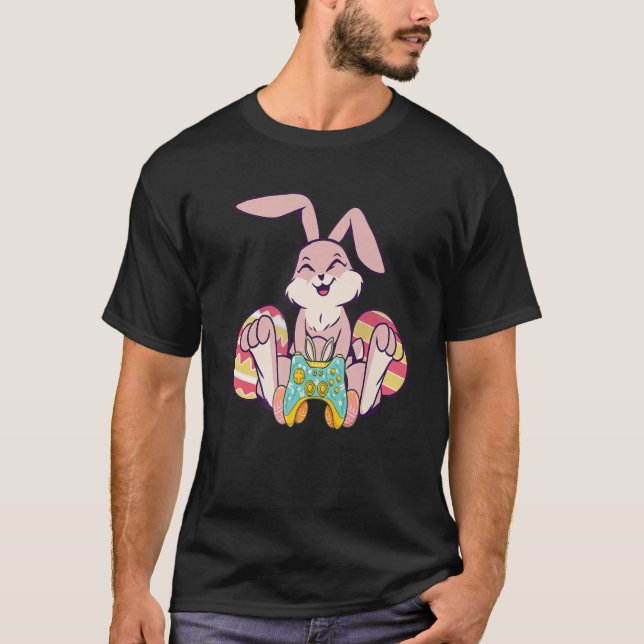 Happy Easter Joystick Bunny Ear Funny Gaming Kids T-Shirt (Front)