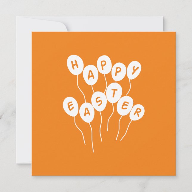 Happy Easter Key White and Orange Nice Ballons Holiday Card (Front)