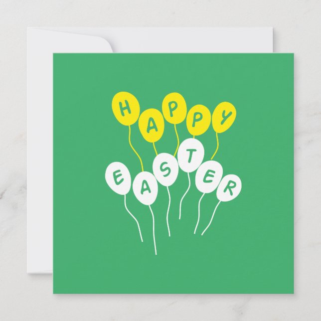 Happy Easter Key White and Yellow Nice Ballons Holiday Card (Front)