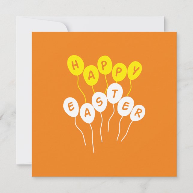 Happy Easter Key White and Yellow Nice Ballons Holiday Card (Front)