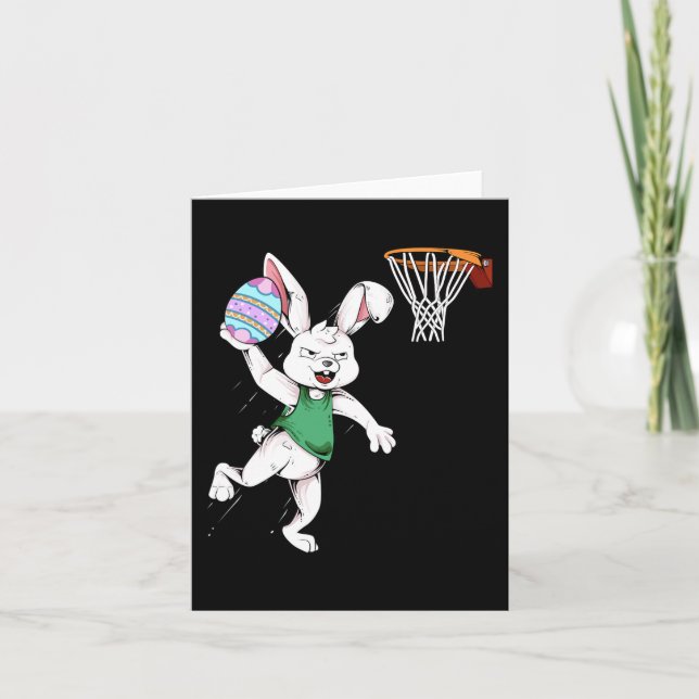 Happy Easter  Kids Boys Bunny Dunk Basketball East Card (Front)