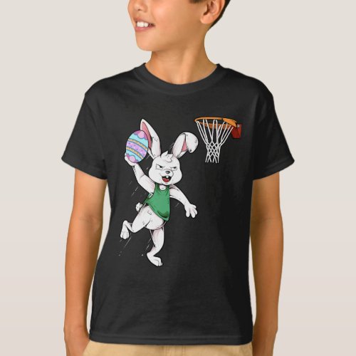 Happy Easter  Kids Boys Bunny Dunk Basketball East T_Shirt