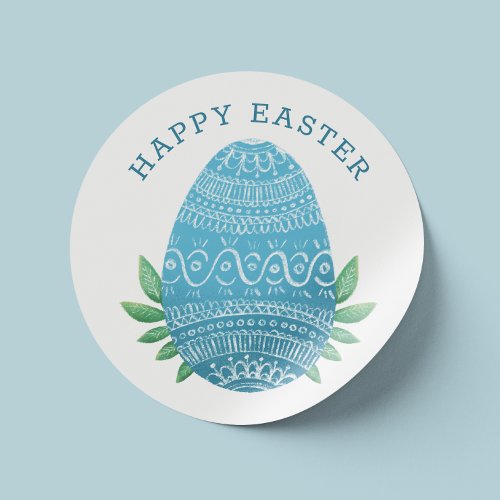 Happy Easter  Kids egg hunt Cute modern blue Classic Round Sticker