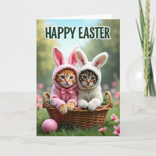 Happy Easter Kitten Photo Card (Front)