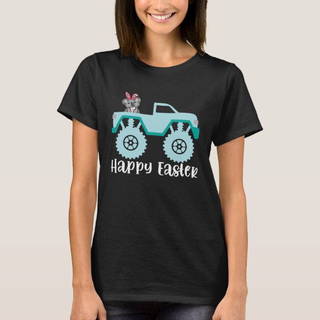 Happy Easter Koala Riding Monster Truck Toddler T-Shirt (Front)