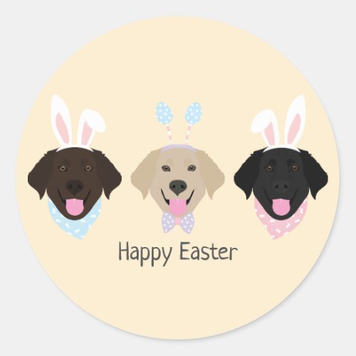 Happy Easter Labrador Retriever Dogs Classic Round Sticker
