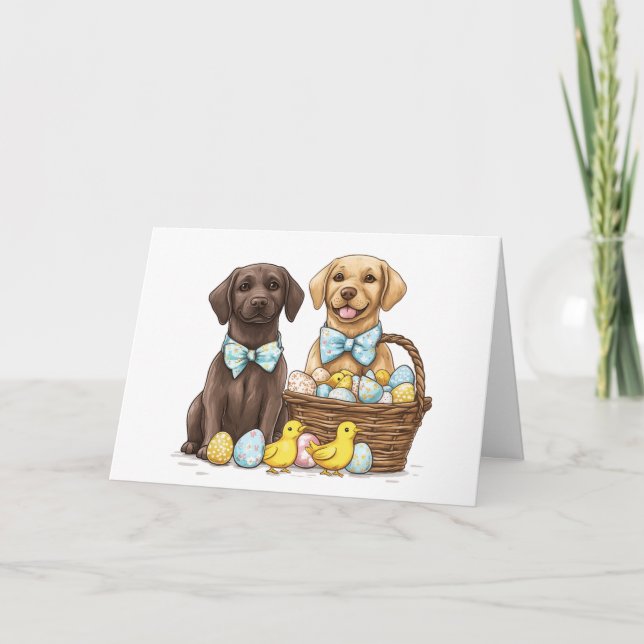 Happy Easter Labrador Retriever Dogs Holiday Card (Front)